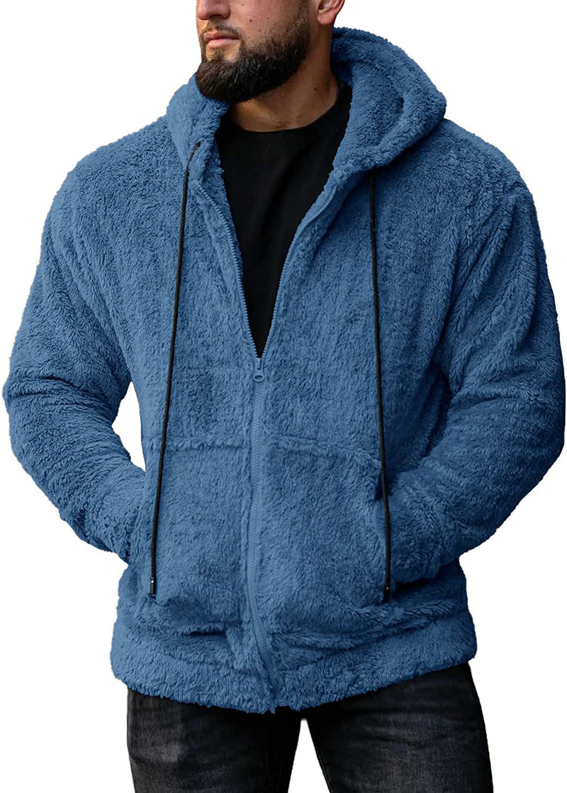 Men's Plush Cardigan Hooded Jacket