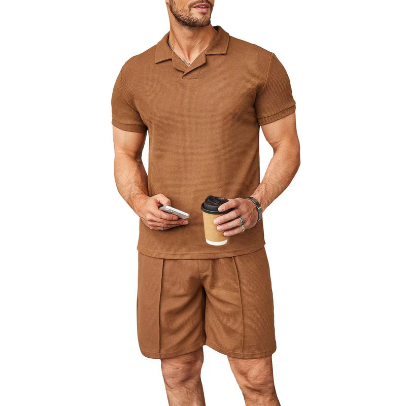 Polo Solapa Manga Corta Conjunto de verano para hombre