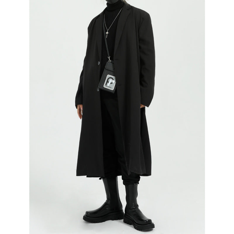 Men's Solid Color Retro Windbreaker Loose trench Coat