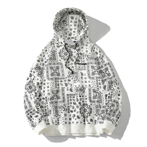 Suéter de pareja floral con capucha de algodón informal juvenil