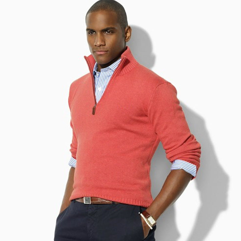 Men's stand-up collar zipper padded sweater
