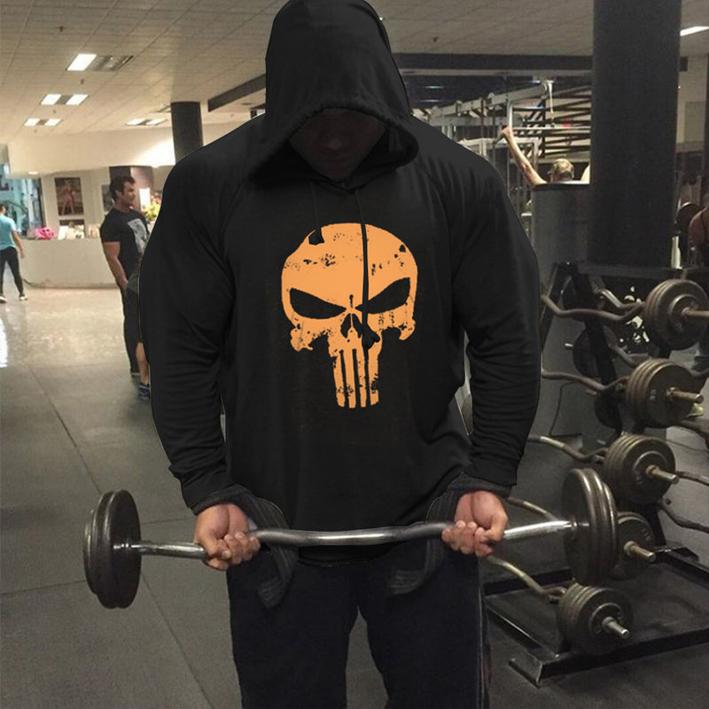 Skull Print Long-sleeved Hoodie for gym