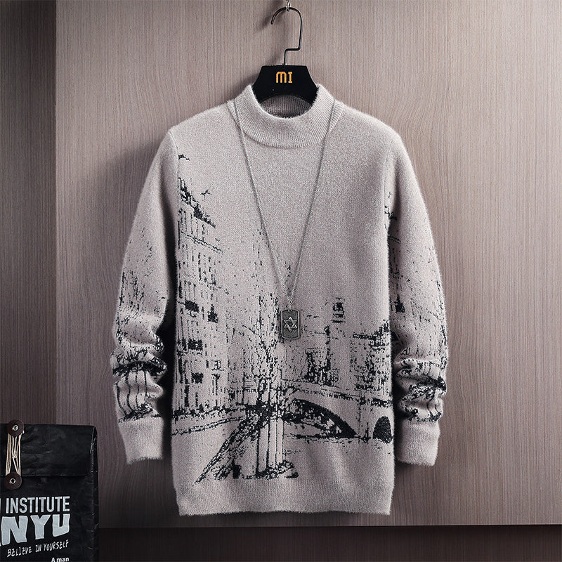 Autumn And Winter Round Neck Pullover Thick Sweater