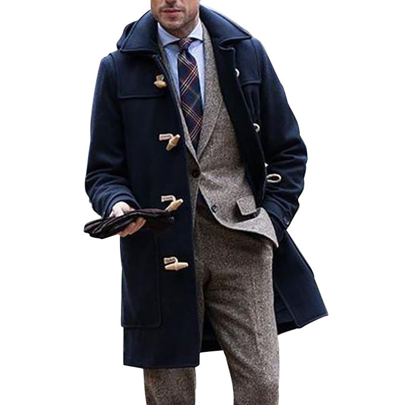 Men's mid-length lapel coat
