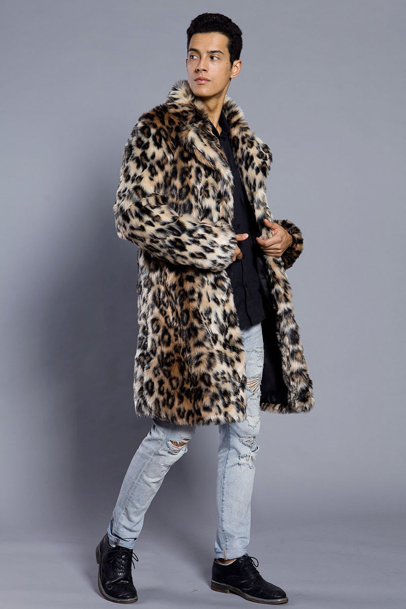 Traje de piel de leopardo para hombre abrigo cálido para hombre 