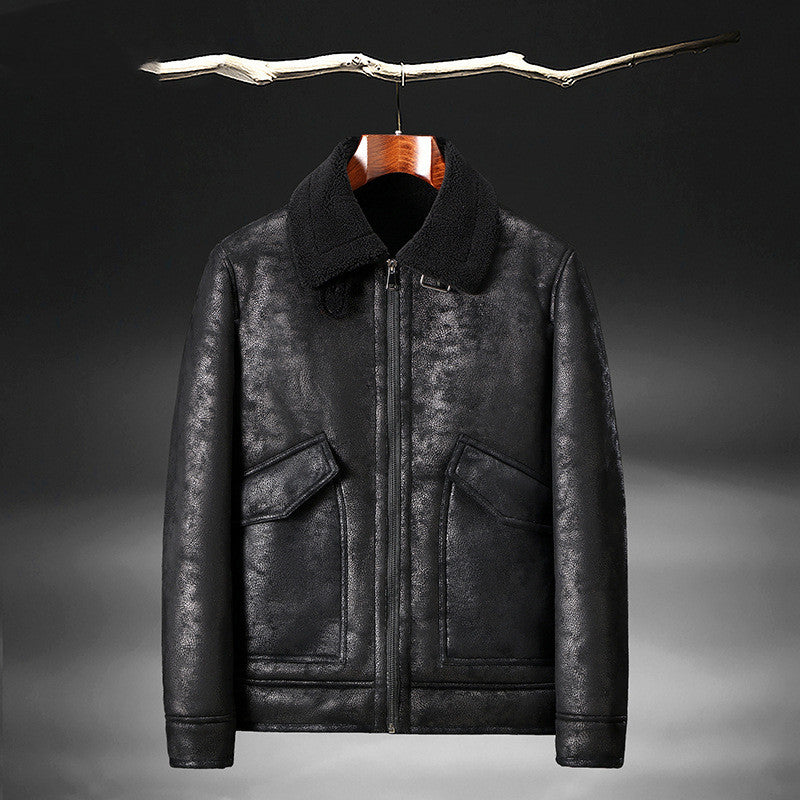 Men's Leather And Fur Motorcycle Jacket