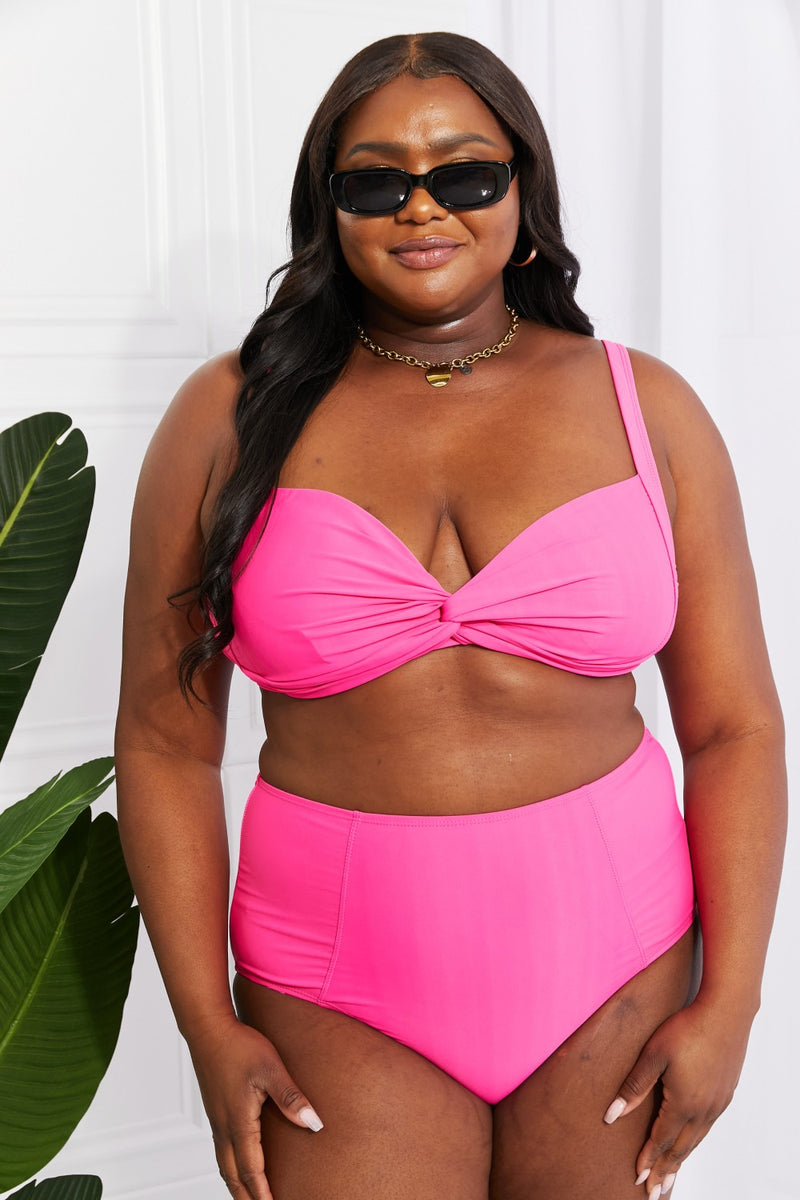 Bikini rosa de talle alto Take A Dip Twist de Marina West Swim