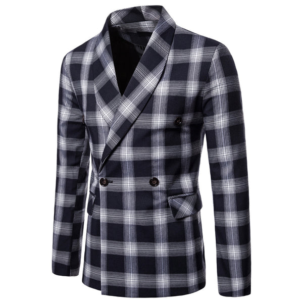 autumn and winter new style men's casual plaid suit jacket