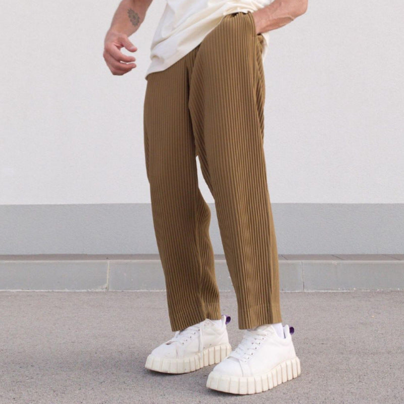 Men's Solid Color Simple Mid-waist Loose Casual Trousers