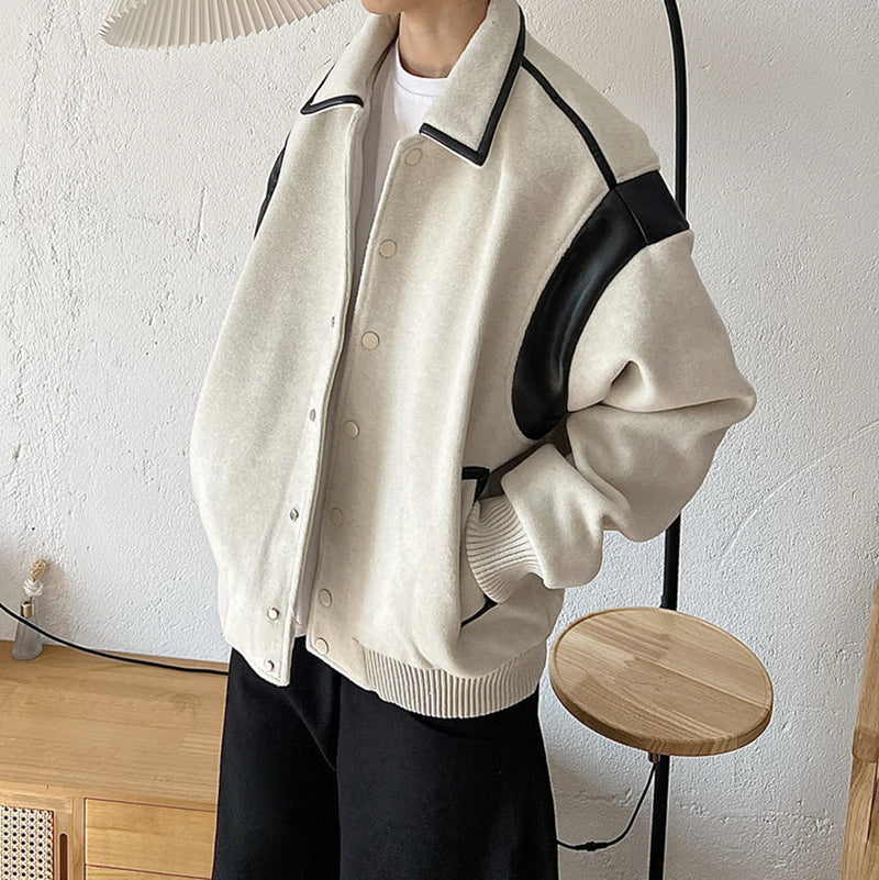 Vintage Contrast Shoulder Pad Thickened Lapel Jacket