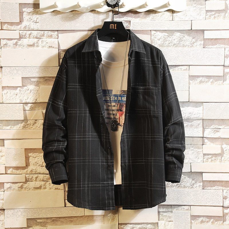 Men's Plaid Long-sleeved Shirt