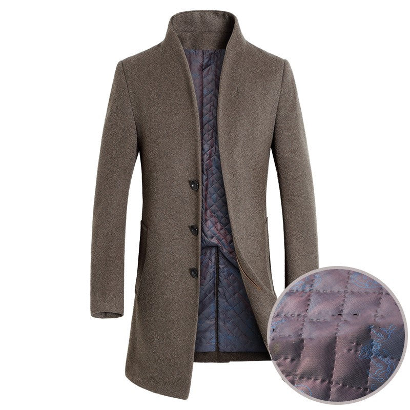 Men's casual woolen trench coat