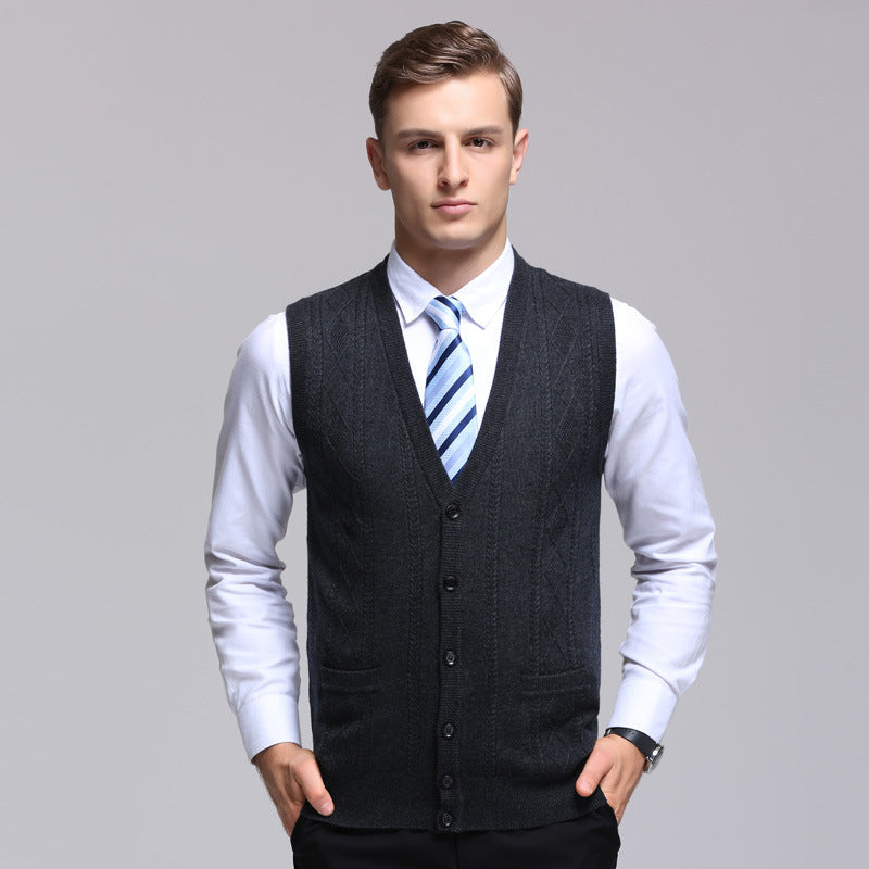 Men's Wool Knitted Middle-aged Vest