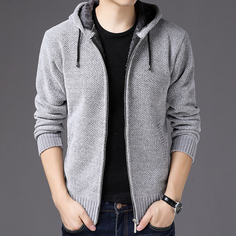 Knit Cardigan Men's Winter Zipper Coat Jacket