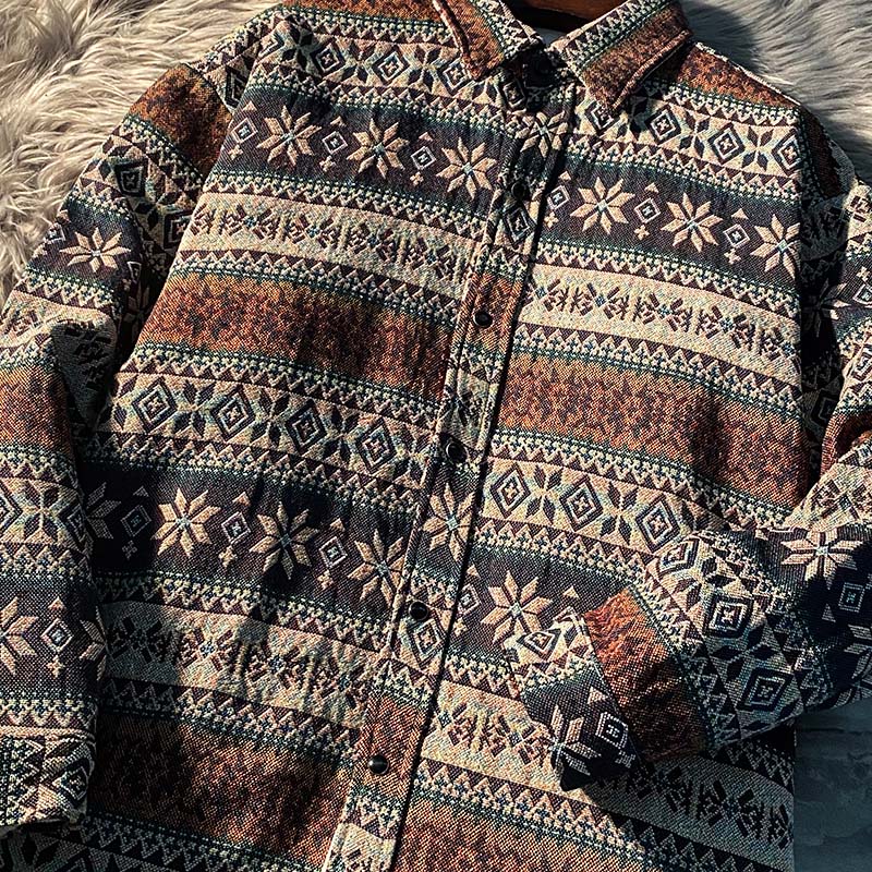 Camisa de lana de manga larga para hombre