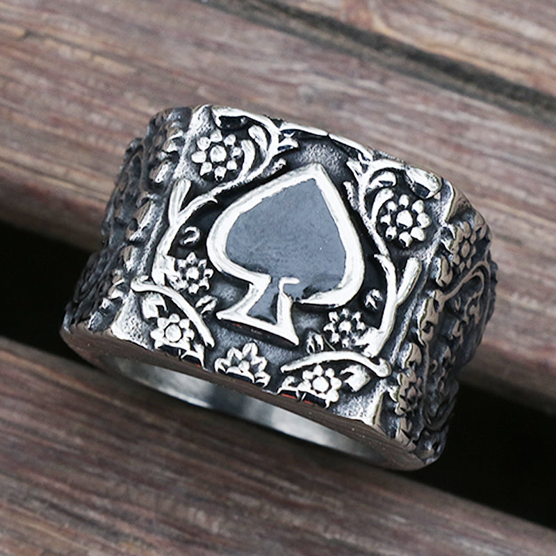Men's Spades Epoxy Carved Rings