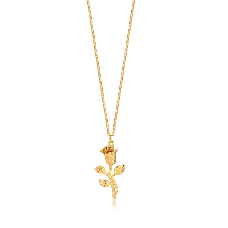 Gold Roses Necklace For Men and women