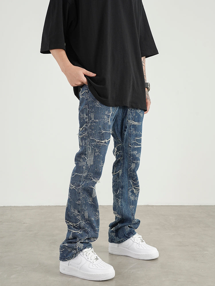 Cat Whiskers Deconstructed Micro Flared Jeans Men