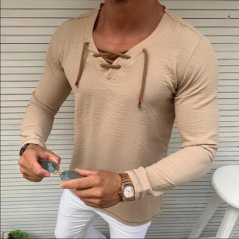 camiseta de mezclilla elástica con borlas para hombre