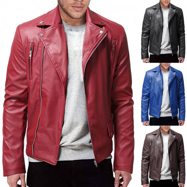 Chaqueta de cuero casual para hombre