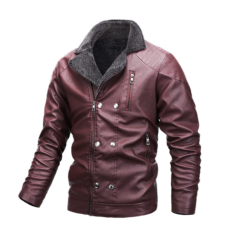 Men's Motorcycle Leather And Suede Zipper Jacket