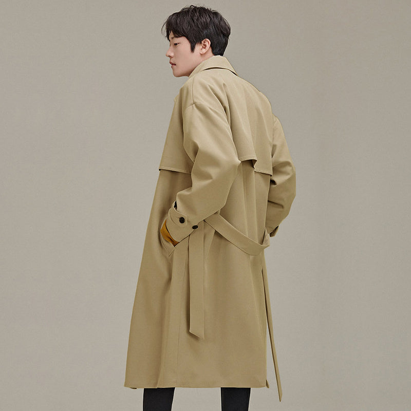 Men's Double Breasted Temperament Loose Trench Coat