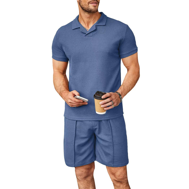 Polo Shirt Lapel Short Sleeve Men's summer set