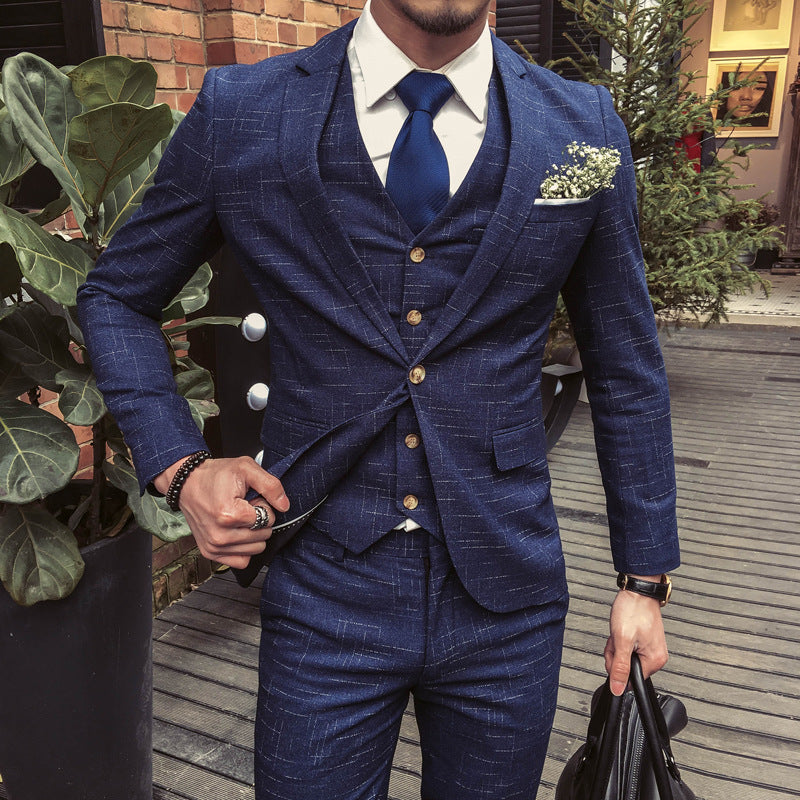Men's Single Button Three Piece Formal Suit