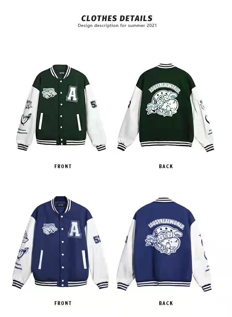 Three-dimensional Embroidered Letter Jacket Men