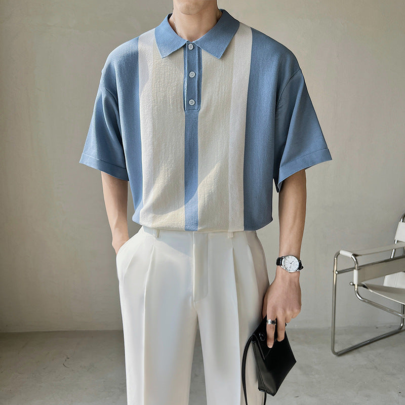 Men's Short Sleeve Polo Shirt Urban Casual Loose Knit