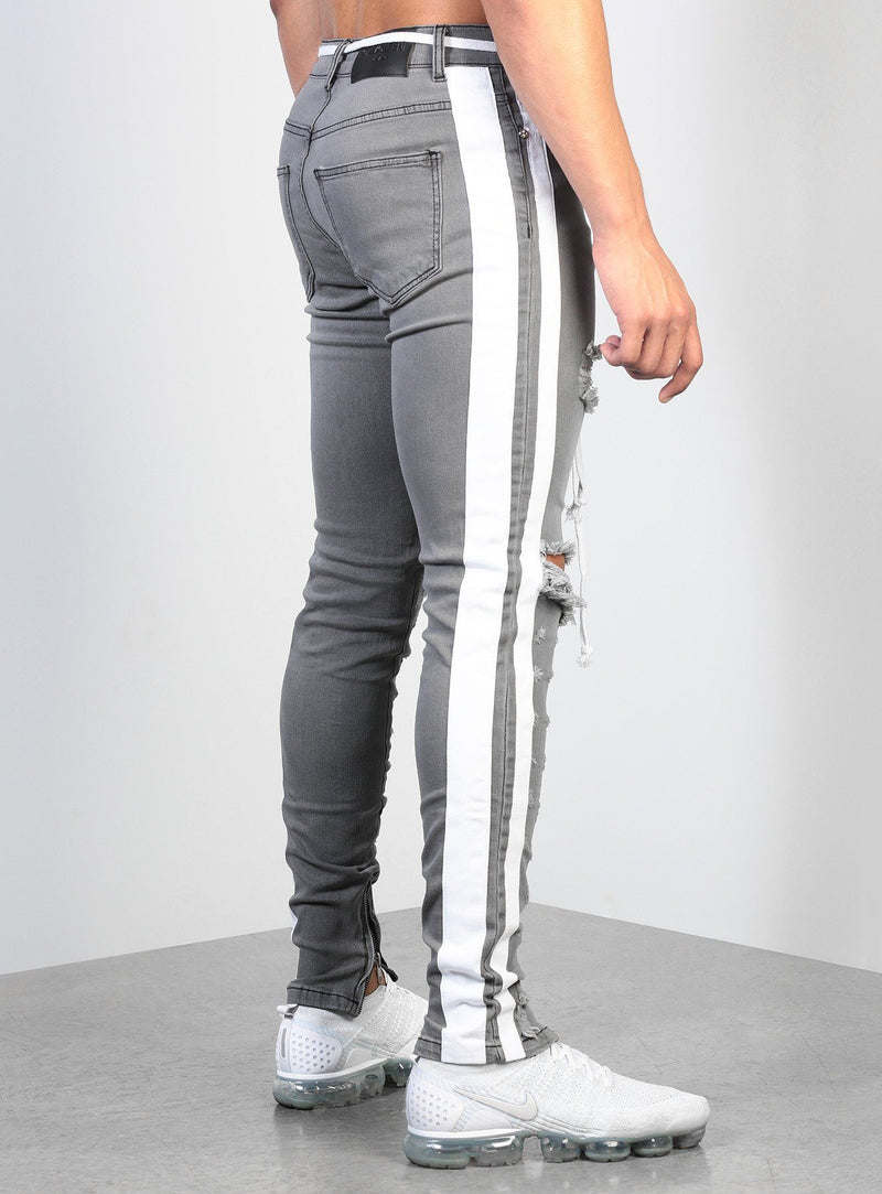 Jeans For Men Cross Knee Ripped Zipper