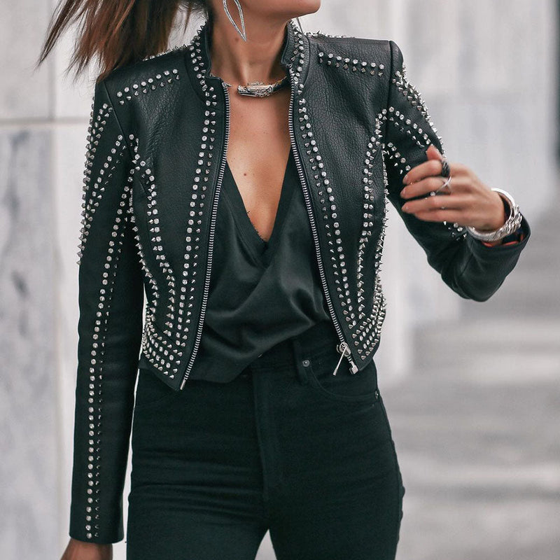 Women Slim Sexy PU Leather Jacket