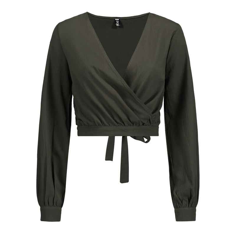 Sexy Solid black Blouse women