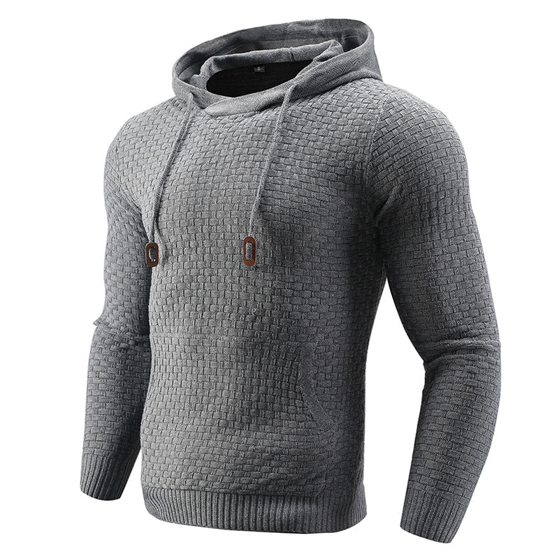 Suéter con capucha para hombre Sudaderas con capucha a cuadros de color sólido Sudadera con capucha elástica masculina