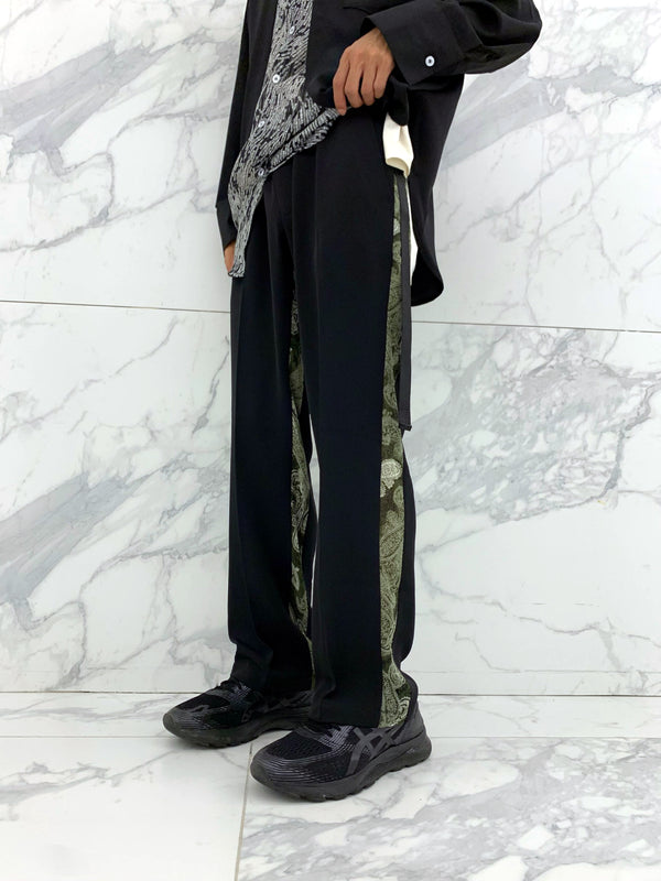 Autumn And Winter Stitching Waist Flower Side Legs Slim Mopping Suit Pants