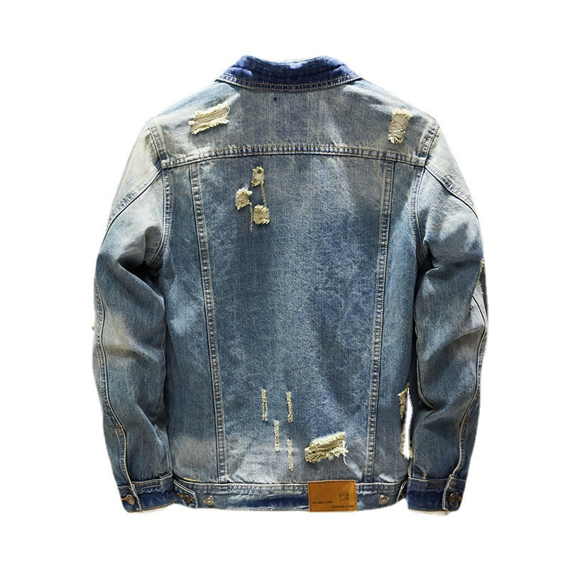 Nostalgic Ripped Slim-fit Denim Jacket