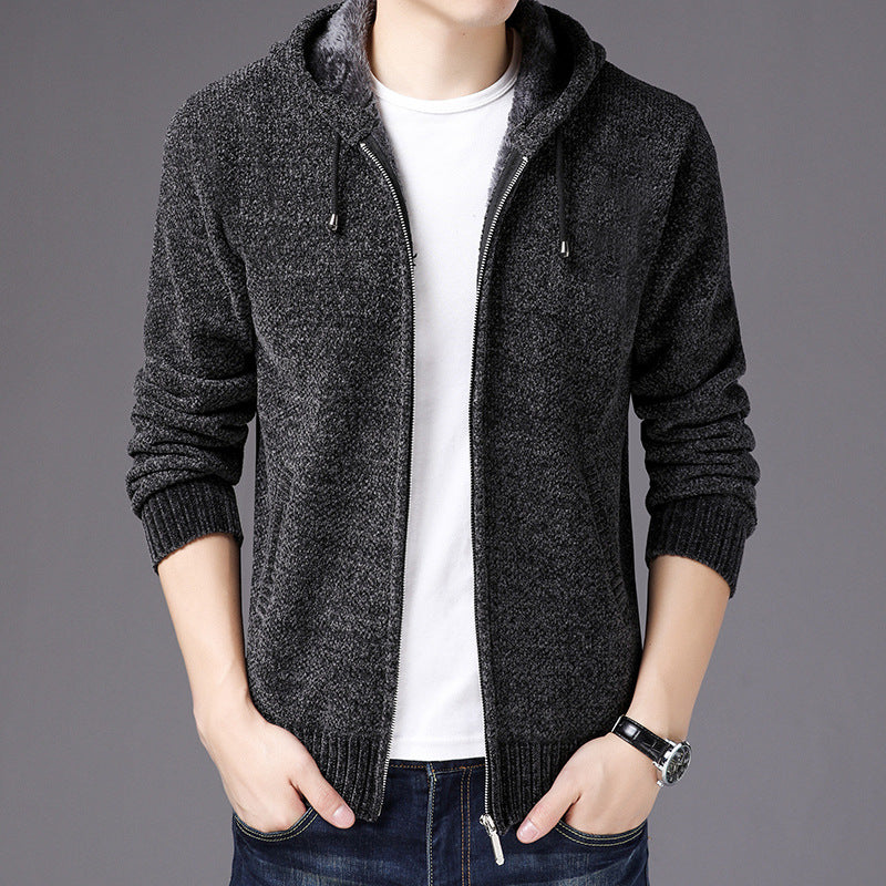 Knit Cardigan Men's Winter Zipper Coat Jacket