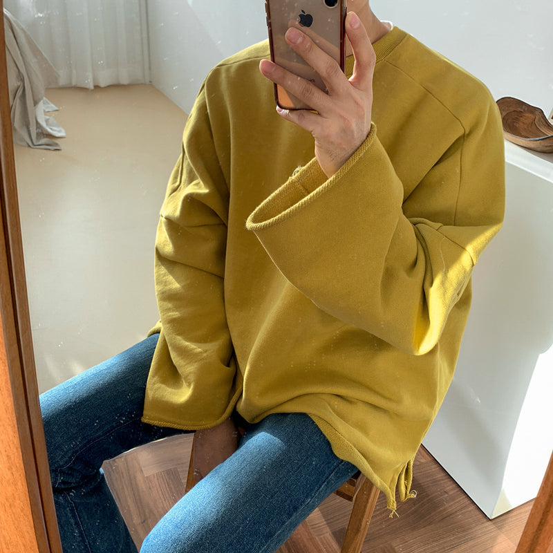 Men's Round Neck Solid Color Sweater