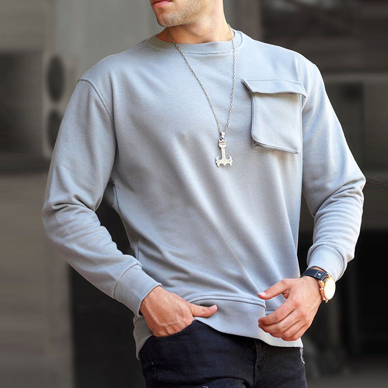 Round Neck Pullover Loose Solid Color Sweater