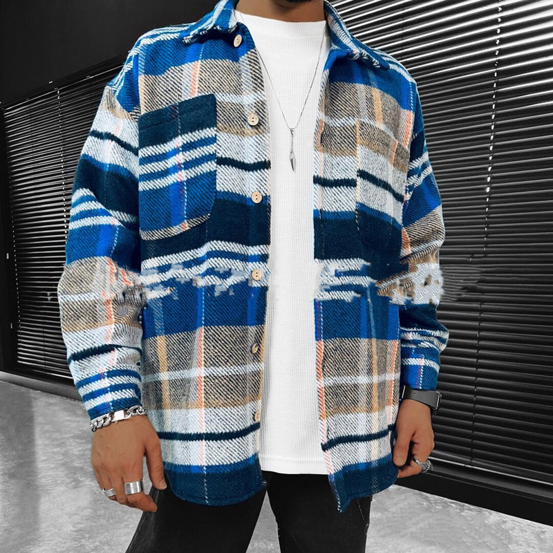 Men's Casual Plaid Casual Shirt Jacket