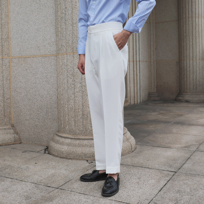 Double Pleated Curled Side Gentleman Neapolitan Non-iron Casual Pants