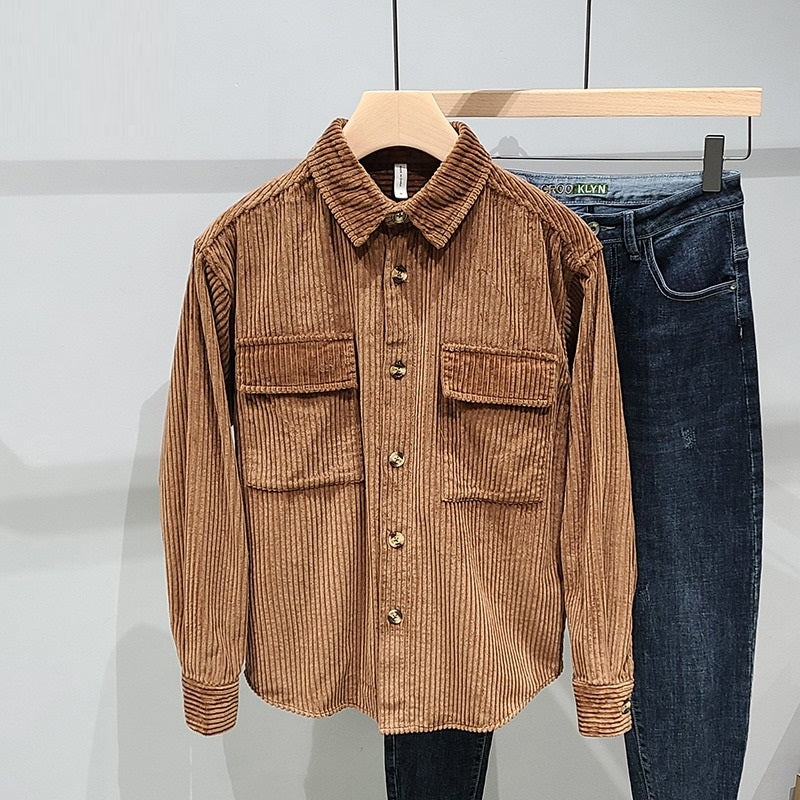 Men's Pure Cotton Corduroy Long Sleeve Shirt Jacket