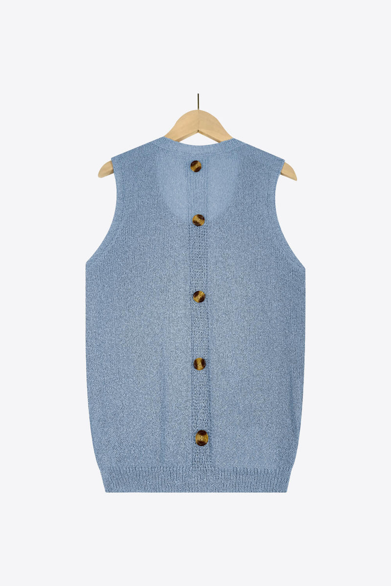 Buttoned Pocket Knit Tank