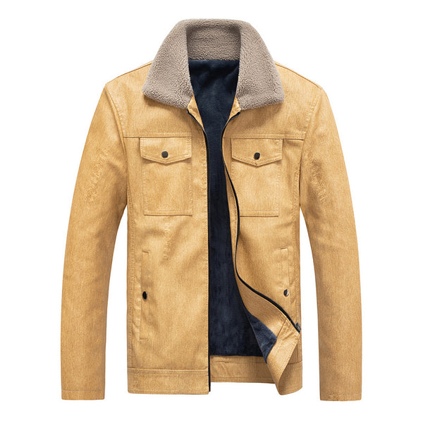 Chaqueta de cuero para hombre más chaqueta gruesa de terciopelo