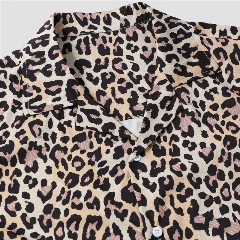 Camisa con estampado de leopardo para hombre 