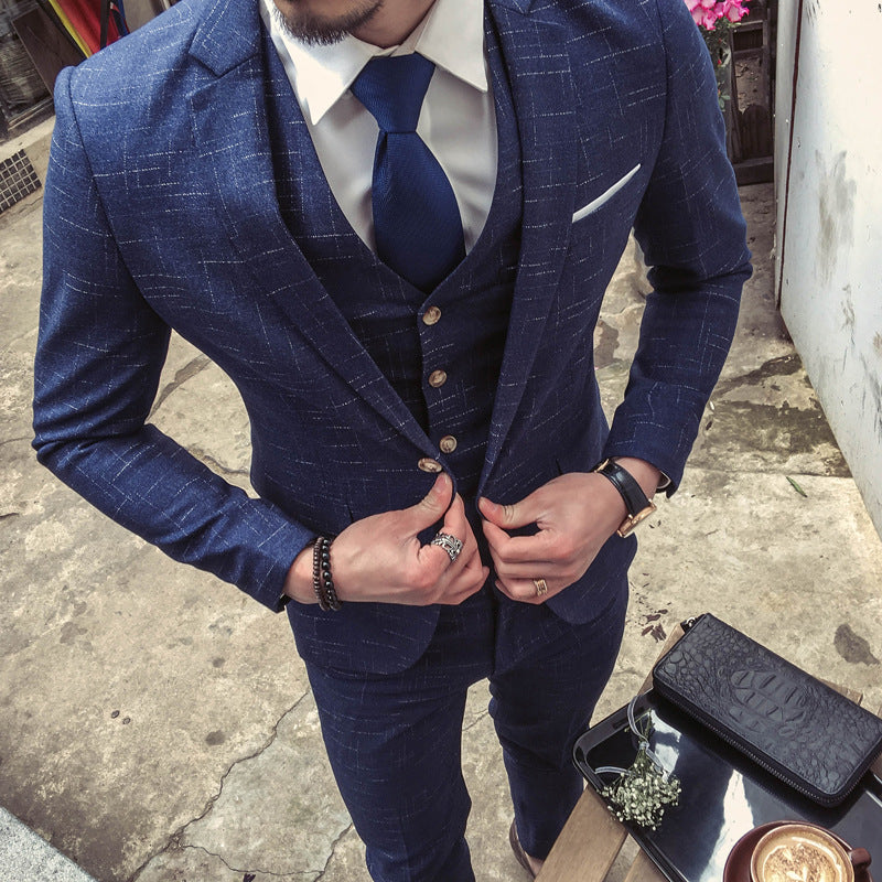 Men's Single Button Three Piece Formal Suit