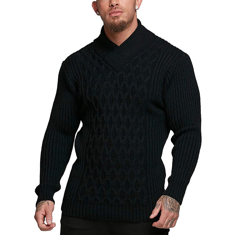 Men's Solid Color Long-sleeved Sweater