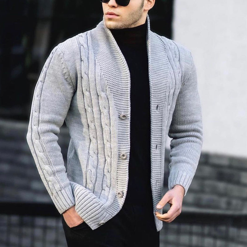 Abrigo estilo suéter de punto de canalé torcido de manga larga