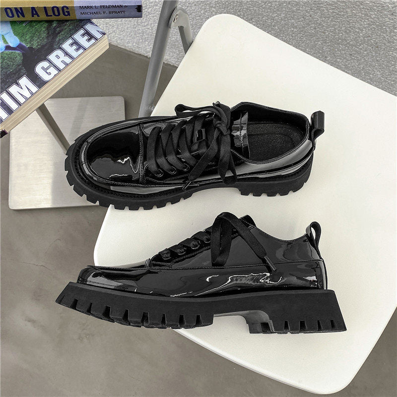 Small Heavy Bottomed Shoes Men Casual Leather Platform Shoes