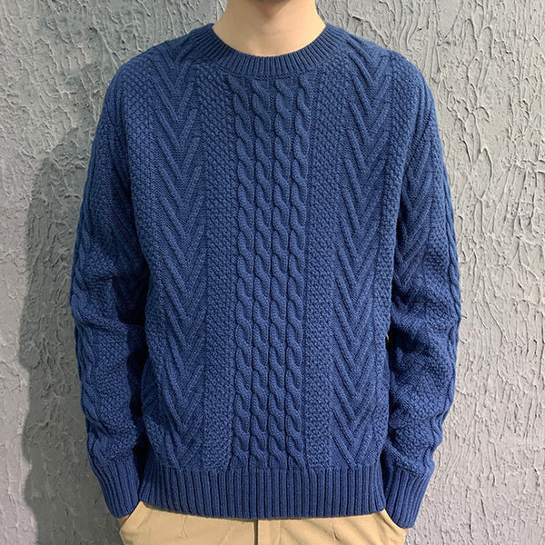 Men's Knitting Thick Yarn Dough Twists Sweater